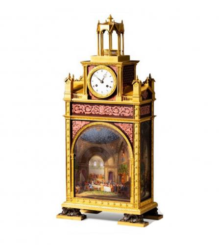A Charles X Sèvres porcelain and cathedral clock