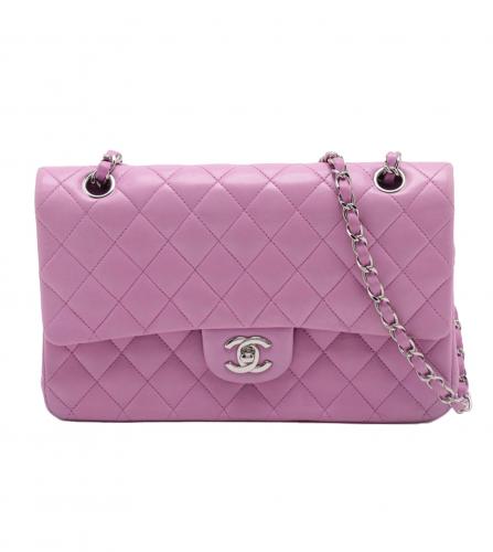 Chanel 25 double flap bag purple