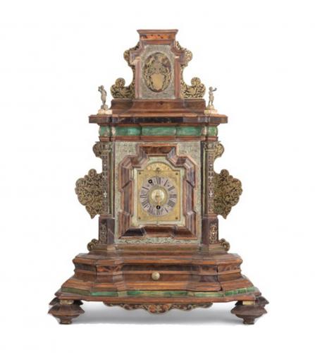 Pewter and ivory altar clock