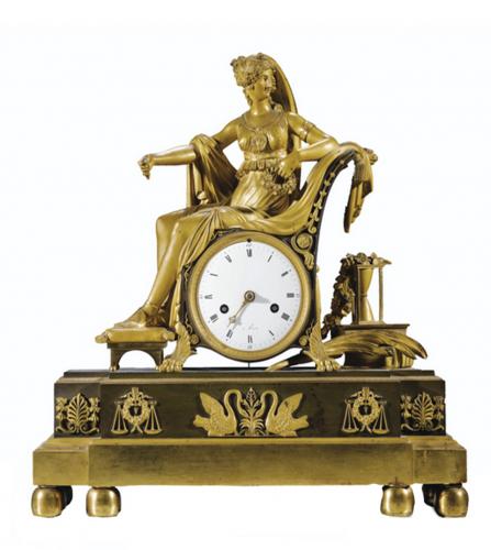 Empire period patinated bronze clock