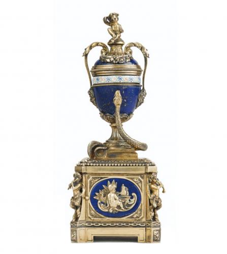 Small vermeil and enamel clock