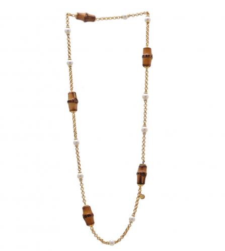 GUCCI BAMBOO PEARL CHAIN NECKLACE