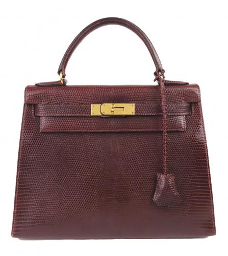 HERMES KELLY 28 LIZARD ROUGE ASH