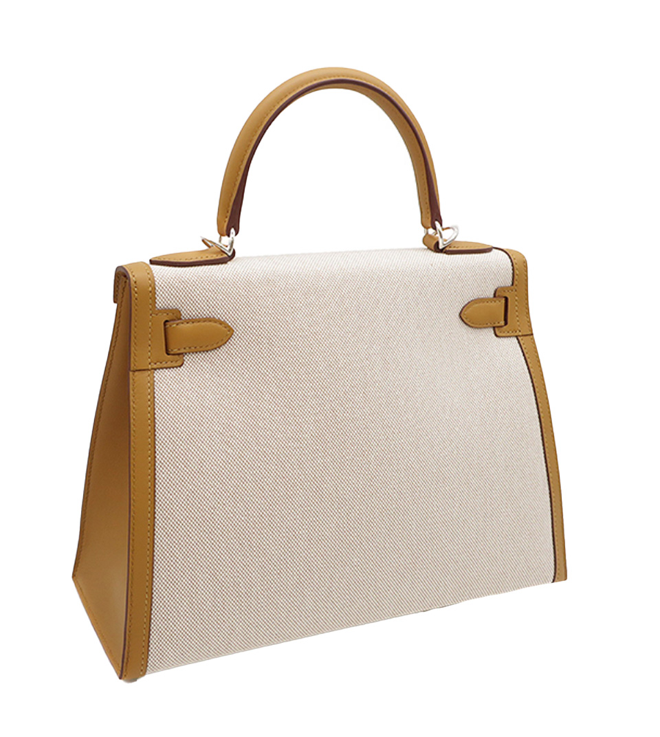 HERMES KELLY 25 TOILE ASH SWIFT