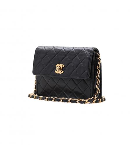 CHANEL LAMBSKIN QUILTED MINI FLAP BLACK