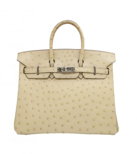 HERMES BIRKIN 25 OSTRICH PARCHEMIN