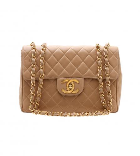 CHANEL MAXI BEIGE FLAP BAG