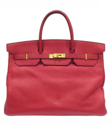 Hermes Rouge Vif Clemence Leather Birkin Bag