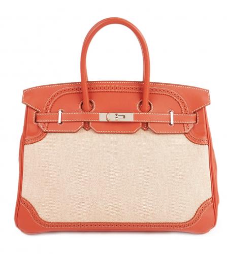  HERMES BIRKIN Ghillies 35 Toile H ×Swift Sangine