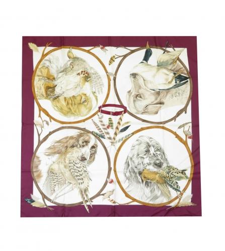 HERMES SILK SCARF CHIENS AU RAPPORT