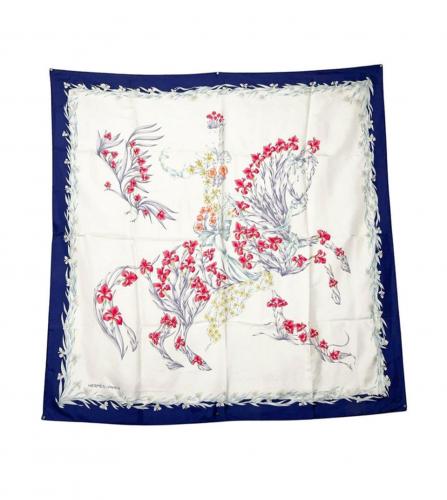 HERMES SILK SCARF CHEVAL FLEURI" d'Origny