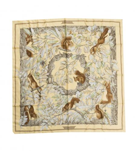 HERMES SILK SCARF CASSE NOISETTE