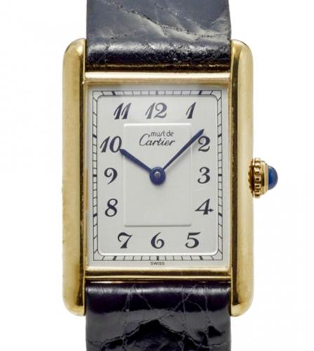 Vintage Louis Cartier Tank Mens Watch Argent 925 Gold Plated 