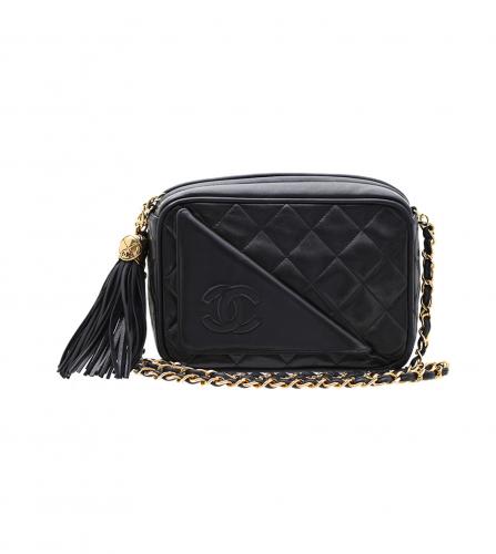 CHANEL BLACK CAMERA BAG