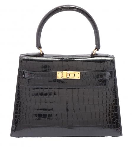 HERMES vintage Kelly 28 bag in black box leather - VALOIS VINTAGE PARIS