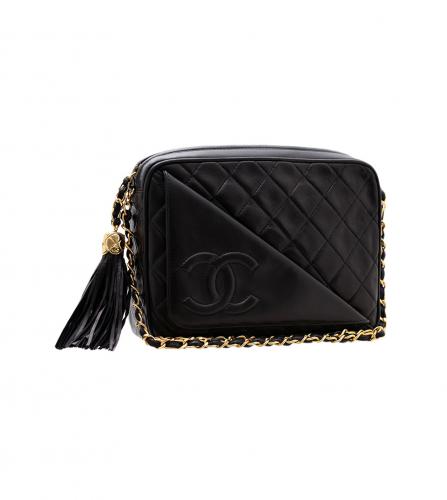 CHANEL BLACK CAMERA BAG