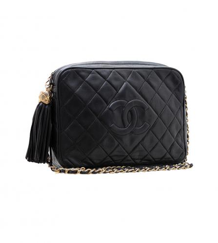 CHANEL BLACK CAMERA BAG