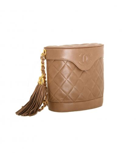 CHANEL BROWN TASSEL SHOULDER BAG