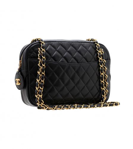 CHANEL BLACK CAMERA BAG