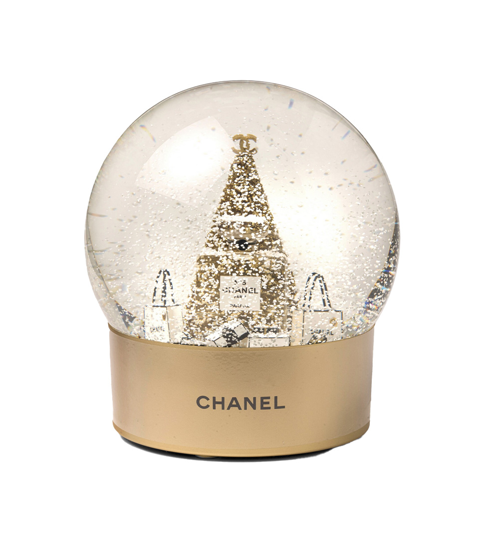 CHANEL GOLD CHRISTMAS TREE SNOW GLOBE | VINTAGE PARIS