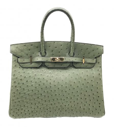 Sold at Auction: Hermes green ostrich Birkin 35 handbag